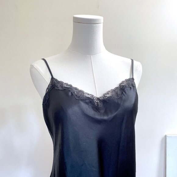 Victorias Secret Satin Slip Dress M Lace Trim Dark Romantic Whimsigoth Intimate - Picture 2 of 13